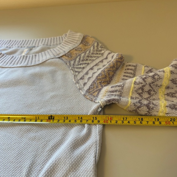 Free People Periwinkle Combo Fair Isle Thermal Long Sleeve T-Shirt | Side Medium - Picture 9 of 11